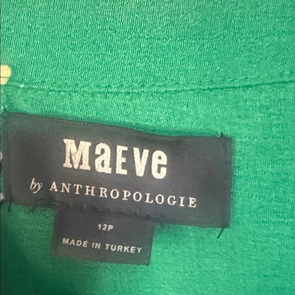 Anthropologie Maeve Rory Women Green Floral Midi Dress Size 12P - Picture 10 of 11